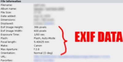 Exif data in pic info section